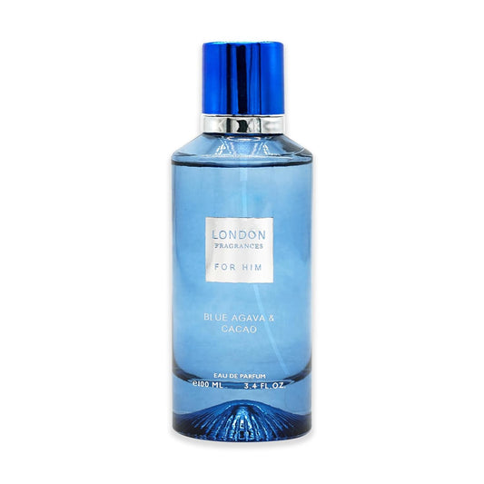 London Fragrances Blue Agava Cacao - Warm Spicy Scent Cologne for Men - Perfume for Men with Notes of Cacao and Rose - 3.4 oz EDP Spray