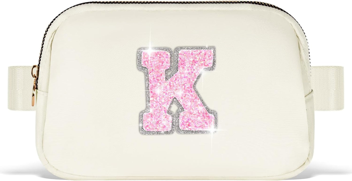 Girl Stuff - Teen Girl Gifts Trendy Stuff,Cross Body Bag for Girls Belt Bag for Women - Fanny Pack for Kids Teen,Crossbody Bag for Women Trendy Belt Bag Waist Packs | Cream,Initial K