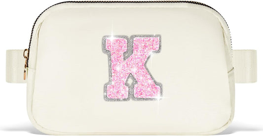 Girl Stuff - Teen Girl Gifts Trendy Stuff,Cross Body Bag for Girls Belt Bag for Women - Fanny Pack for Kids Teen,Crossbody Bag for Women Trendy Belt Bag Waist Packs | Cream,Initial K