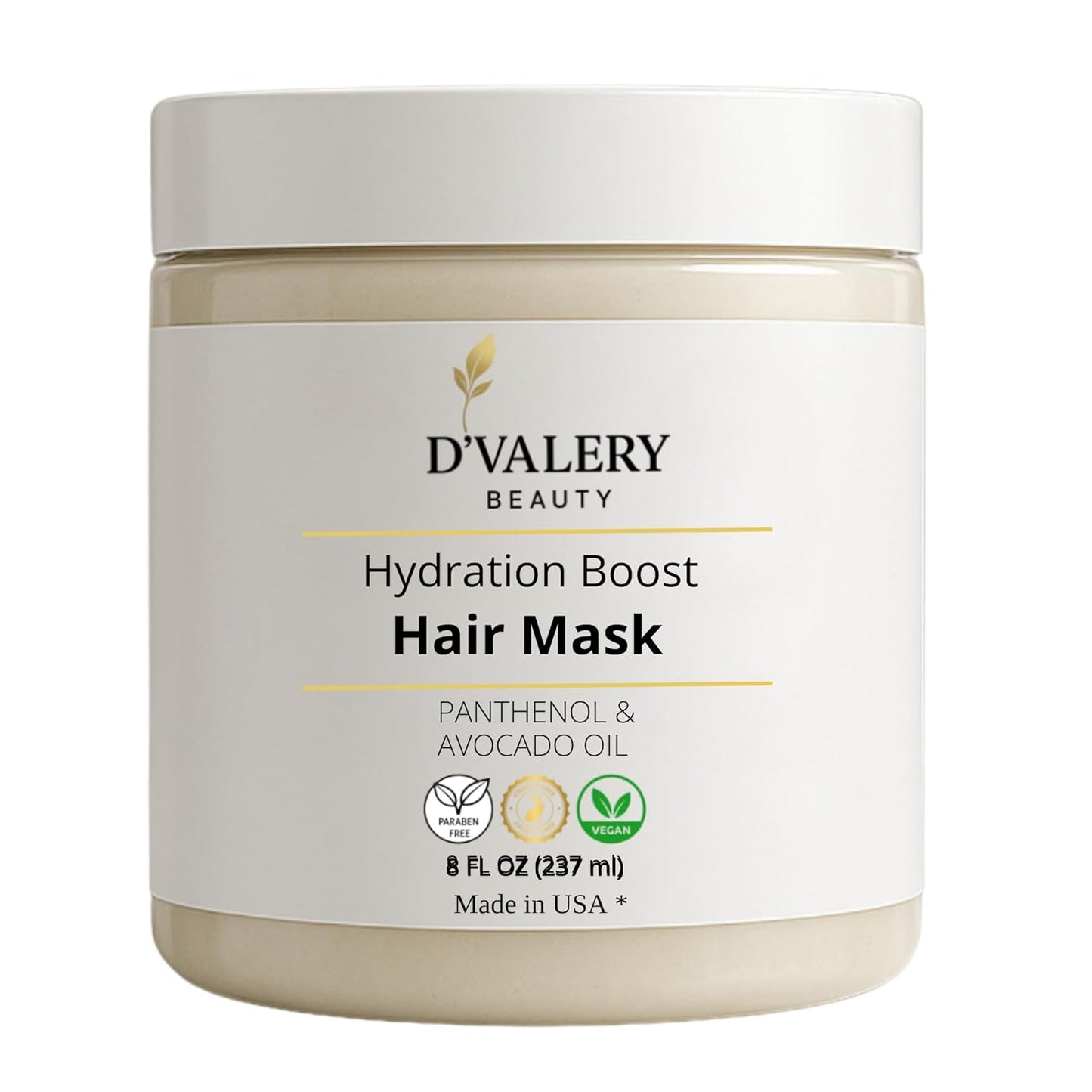 Hydrating Hair Mask with Avocado Oil & Panthenol – Deep Conditioning, Anti-Frizz & Detangling Treatment for Dry, Damaged or Color-Treated Hair – 8 oz