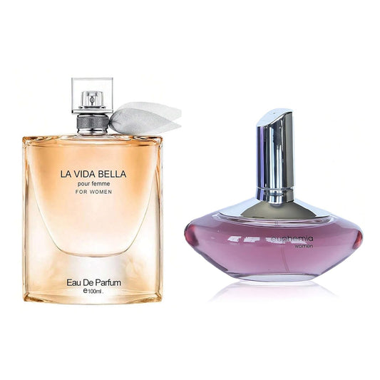 Women's Perfume La Vida Bella& Euphemia Combo Set Eau De Parfum Long Lasting Fragrance 3.4 Fl Oz Spray Each for Daily Used