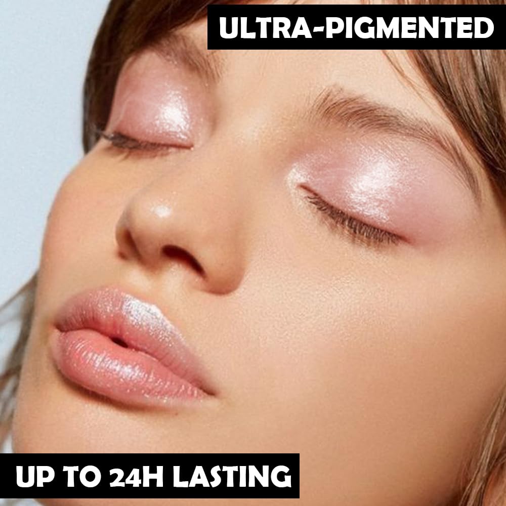 Eyeshadow Single Glitter, High-Pigment Monochrome Eye Shadow Pressed Powder, Everyday Velvety Silky Eye Makeup Looks, Professional Long-Lasting Waterproof Single Eyeshadow Palette, Rose Gold 05