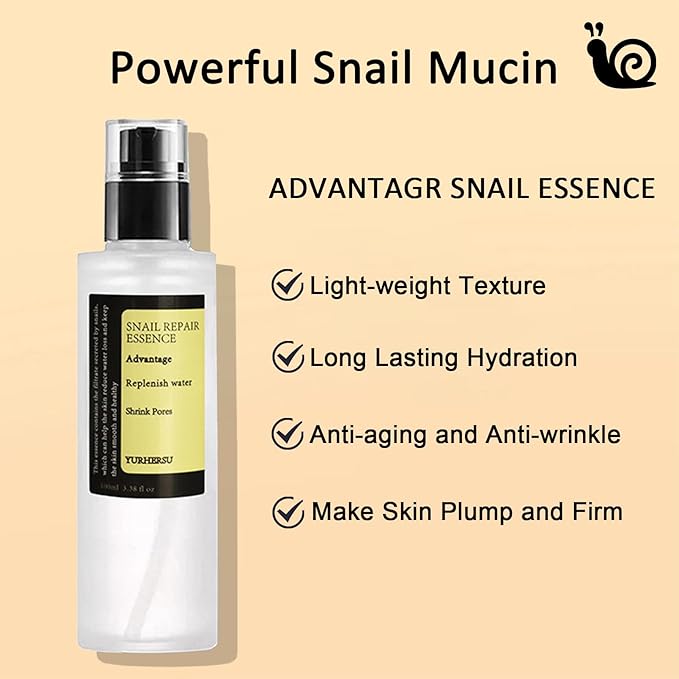 All About Snail Mucin Kit - Snail Korean Skincare 5-Pack, Snail Skin Care Products Set: Face Gel Cleanser, Serum, Cream, Toner, Eye Cream Facial Kit for Women & Men Hydrating & Anti-Aging
