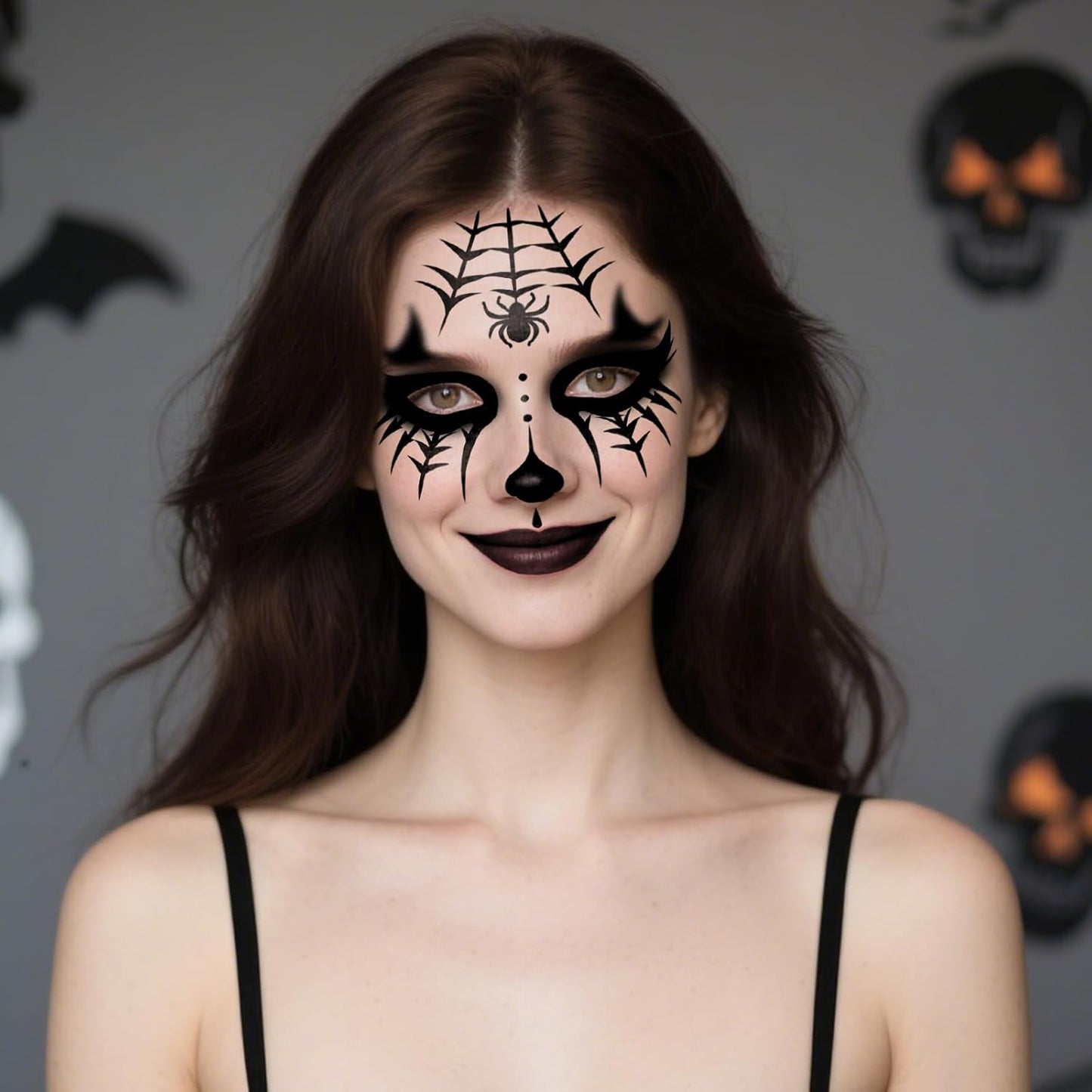 8Pcs Halloween Face Tattoo Stickers, Spider Web Temporary Tattoos, Face Decals,Temporary Makeup Sticker Tattoos, Face Sticker Art for Women Girls Halloween Masquerade Party