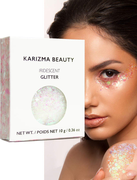 KARIZMA Iridescent Glitter. 10g Chunky Face, Hair, Eye and Body for Women. Rave, Festival Accessories, Cosmetic Makeup. Loose Glitter Set