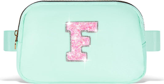 Fanny Pack Belt Bag Crossbody Bags with Initials Letter Patch Trendy Stuff for Teens Cute Stuff Birthday Gifts for Teenager Girls - F,Light Green Bag