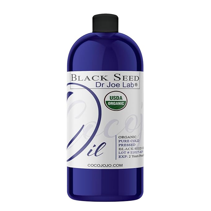 Dr Joe Lab Organic Black Seed Oil - 32 oz - USDA Certified Pure Cold Pressed Virgin Black Cumin Seed Oil Hair Skin Face Body Nails Locs - Packaging May Vary