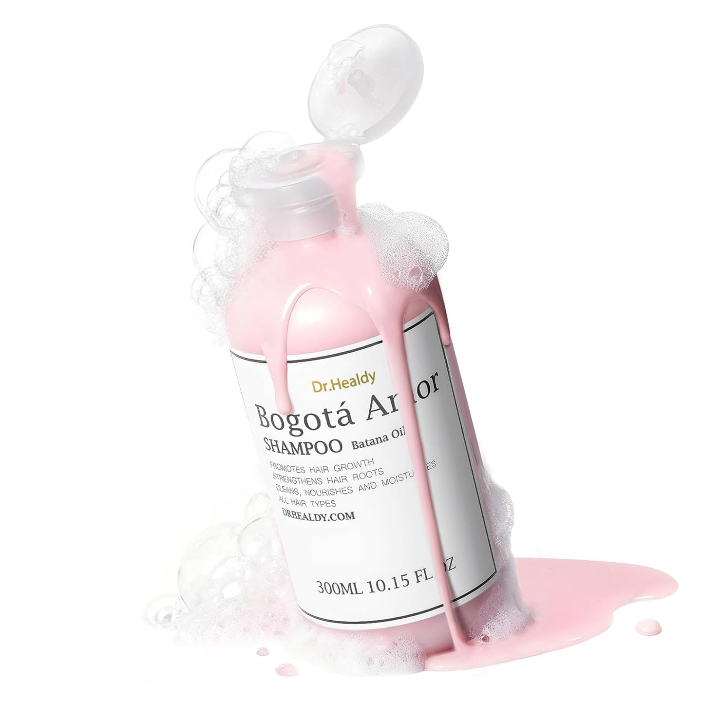 Dr.Healdy Bogota Amor Shampoo - Anti Dry Dandruff Clarifying Hair Care for Men, Batana Oil, Moisturizing, Color Treated Safe for Curly Hair, Bonding Repair Women Hair Treatment, 10.15 oz Pink - DHBAS