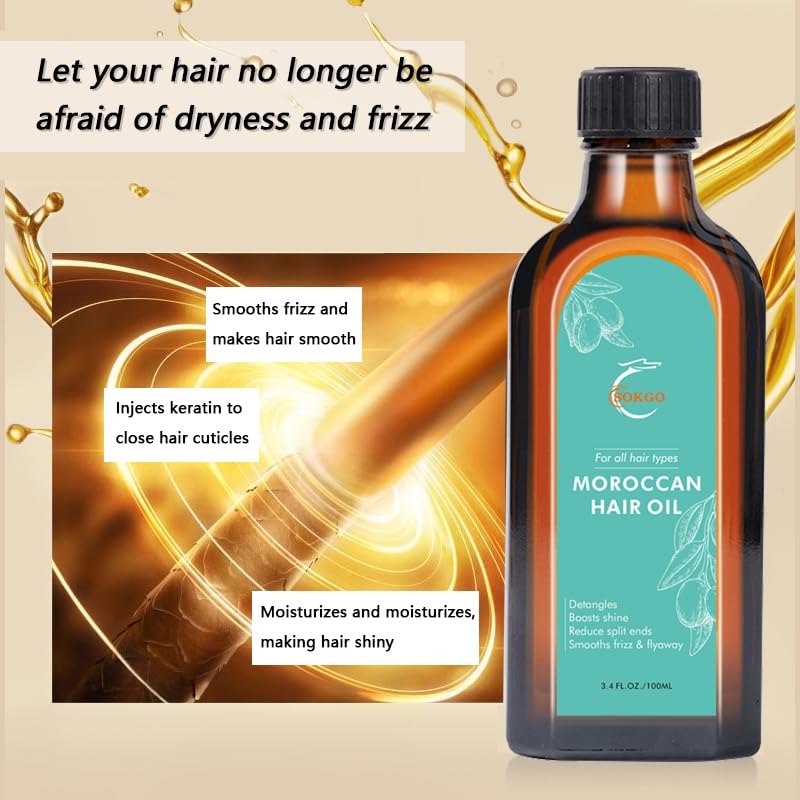 Moroccan Argan Treatment Oil for Luxurious Hair Care and Repair, Extra Strength Treatment for Split Ends, Frizzy Hair and Flyaways