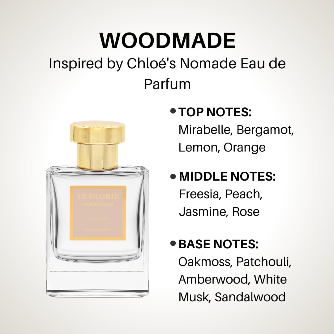 Inspired by Chloé's Nomade Eau de Parfum, Woodmade EDP, Long Lasting 12-14 Hours Perfume Spray for Women, Unisex, All Skin Types - Cruelty Free - 1.7 Fl oz 50ml