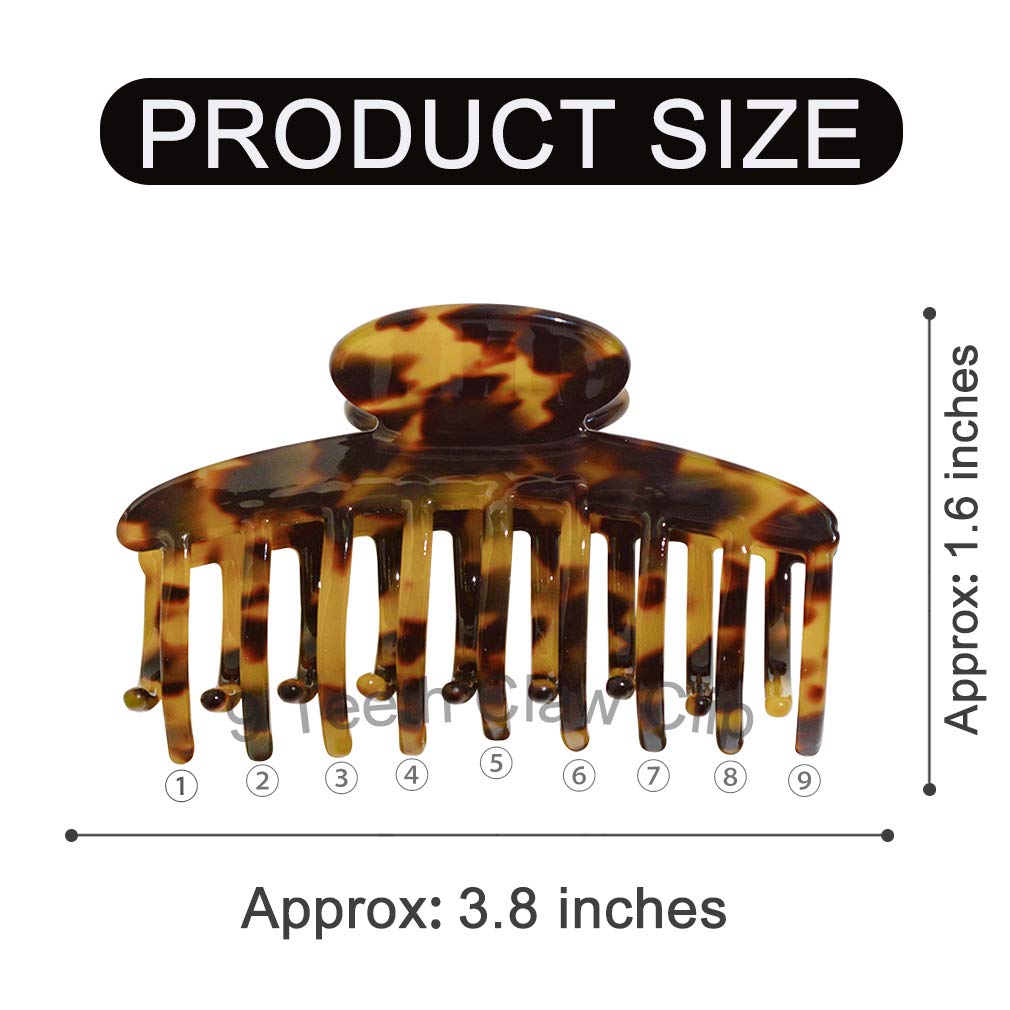 Big Claw Hair Clips 3.8 Inch Tortoise Banana for Women Girls Thin Hair French Design Celluloid Leopard Print Strong Hold for Thick Hair, 2 Color Available (2 Packs)
