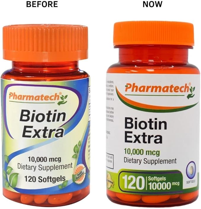 Biotin Vitamin for Hair Growth, Biotin 10000mcg, Improves Skin and Nails Quality, Vitamin B7, Supplement for Women, Gluten Free, 120 Softgels