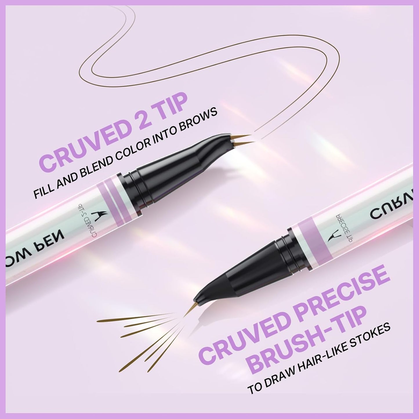 30° Curved Eyebrow Pencil, Magic 2 in 1 Eyebrow Pen Pro, Waterproof Eye Brow Pen with 2 Tips, Vivid Microblading Brow Pencils for Women, Last All Day Makeup (Black Brown)
