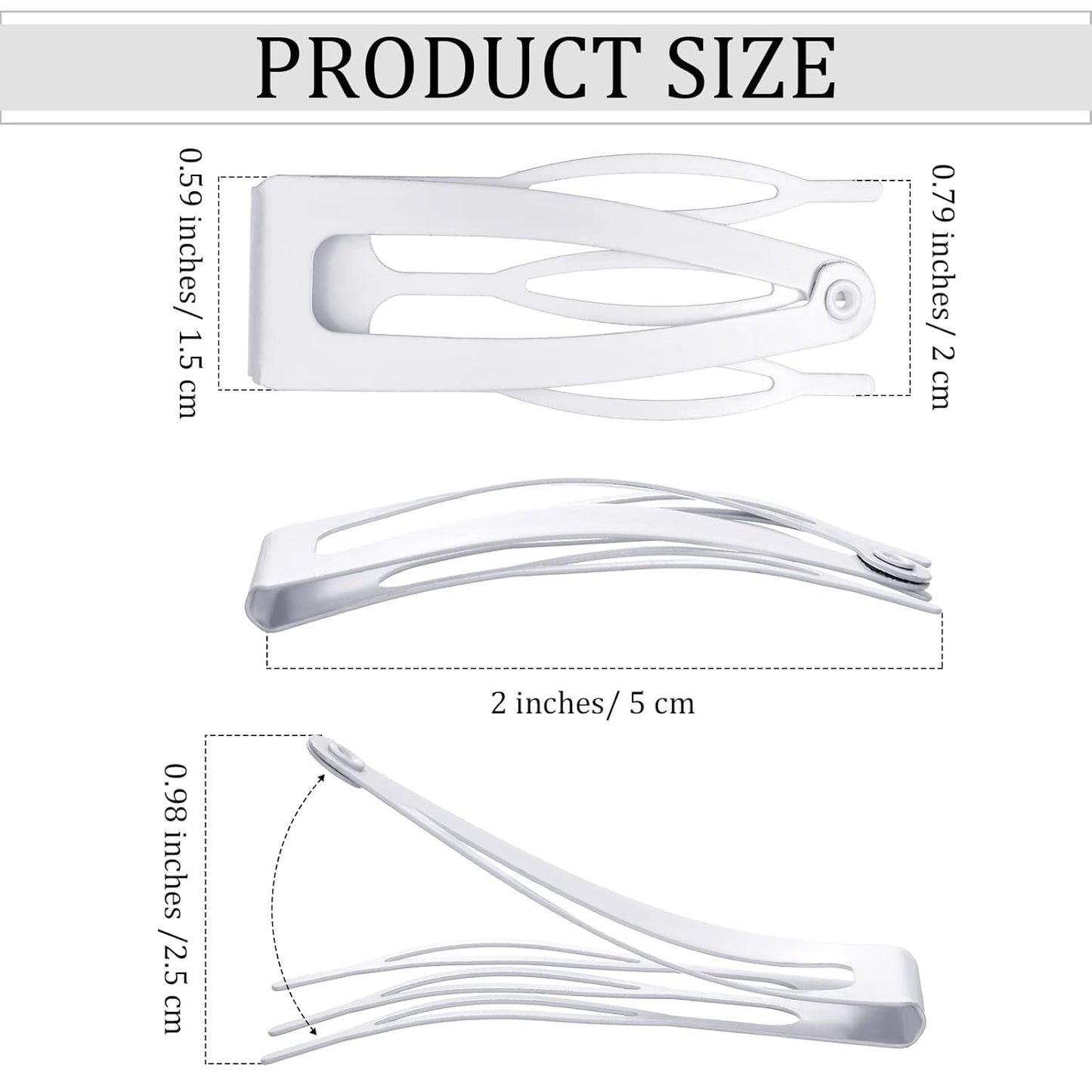 Chinco 24 Pcs Double Grip Hair Clips Metal Snap Clips Women Barrettes for Hair Making, Salon Supplies(White,2 Inch)