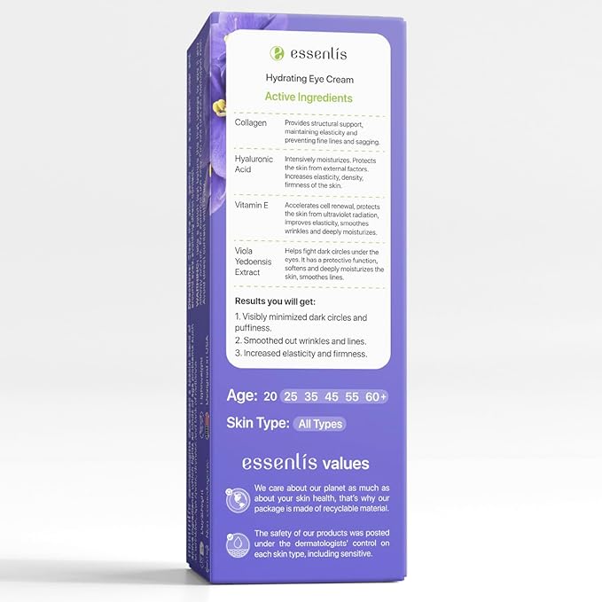 ESSENLIS Caffeine Eye Cream for Dark Circles and Puffiness, Bags Under Eyes, Collagen Anti Aging Day and Night Corrector for Women and Men