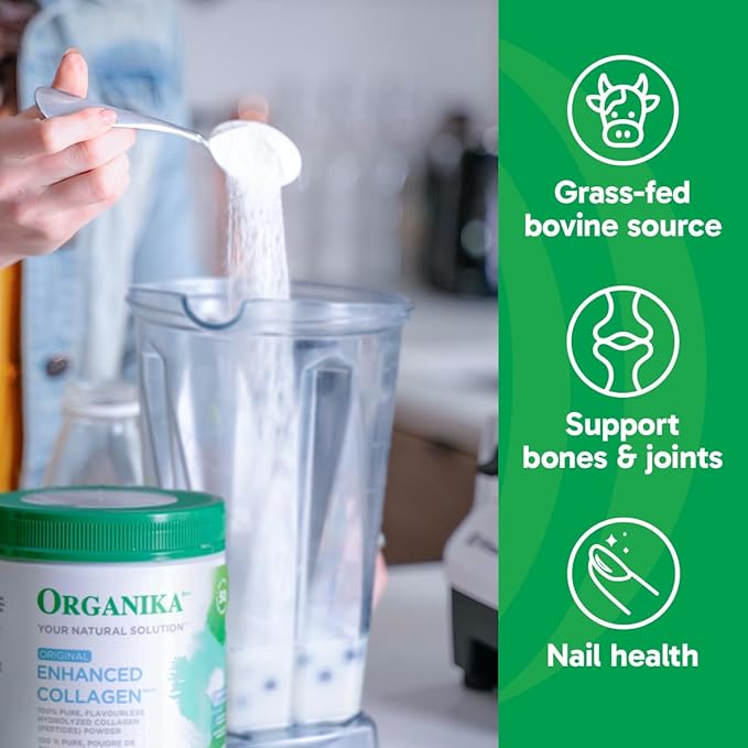 Organika Enhanced Hydrolyzed Collagen Peptides Powder: Easy Absorption Unflavored Collagen Powder for Skin, Hair, Nails, Joints, Muscles, & Gut - Keto, GMO-Free, Grass-Fed - 25 Day Supply