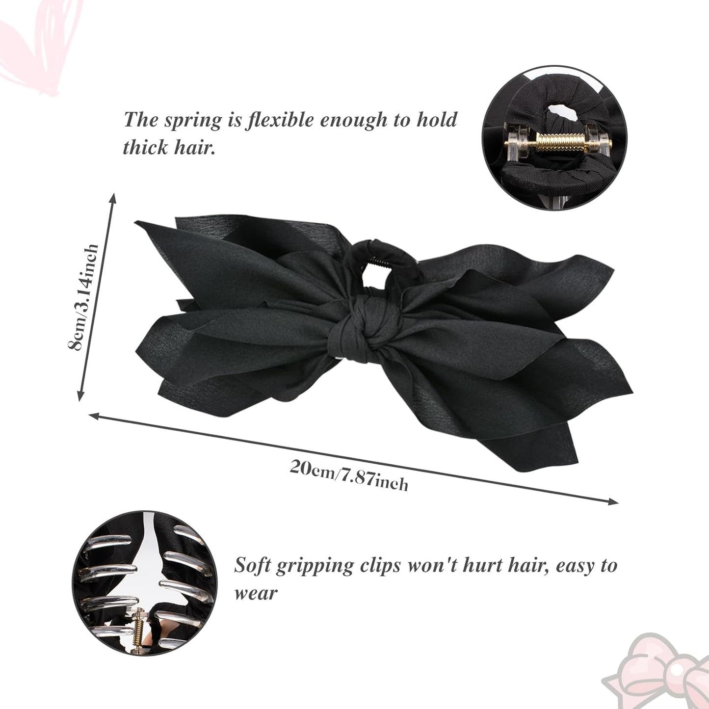 Bow Claw Clips Bow Hair Clips 4PC Big Hair Bows for Women Butterfly Styling Large Hair Clips for Thick Hair for Girls Hair Accessories for Teen