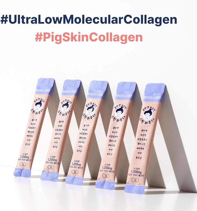 IMCOKE Collagen Powder with Biotin, Ultra-Low Molecular Weight, Supports Skin, Hair & Nails, Made in Korea, 30 Sticks