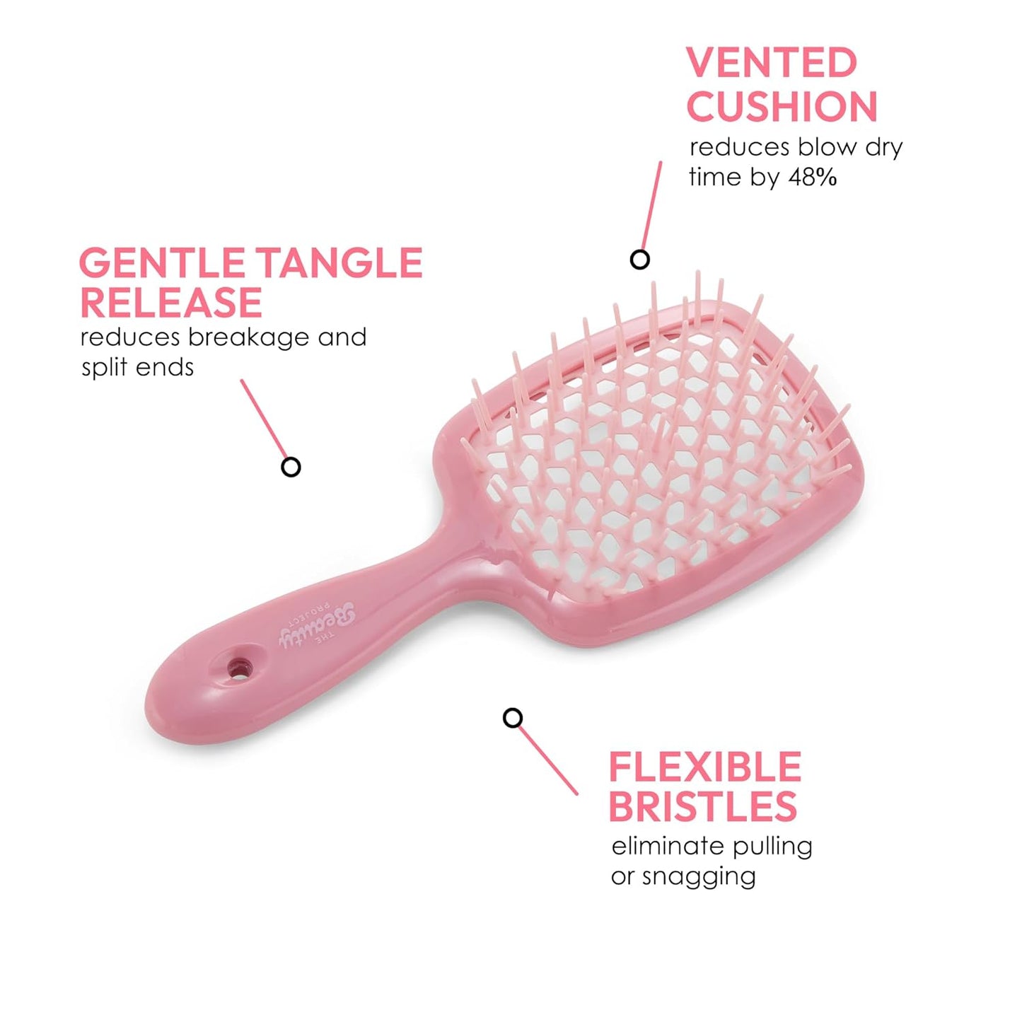 Detangling Brush for All Wet or Dry Hair Types - Pain-Free Brushing, Vented Hair Brush - Lightweight Handle with Extreme Flex to Contour to Scalp (Dusty Pink)