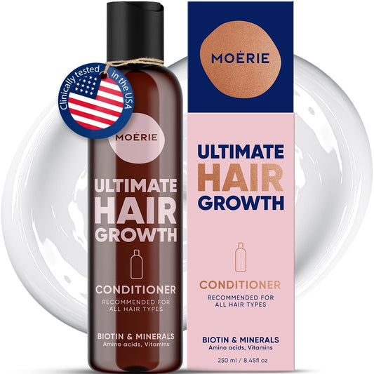 Moerie Ultimate Hair Growth Conditioner – For Longer, Thicker, Fuller Hair - Vegan Friendly Volumizing Hair Products – Paraben & Silicone Free – All Hair Types – Reverse Hair Loss – 8.45 fl oz (250ml)
