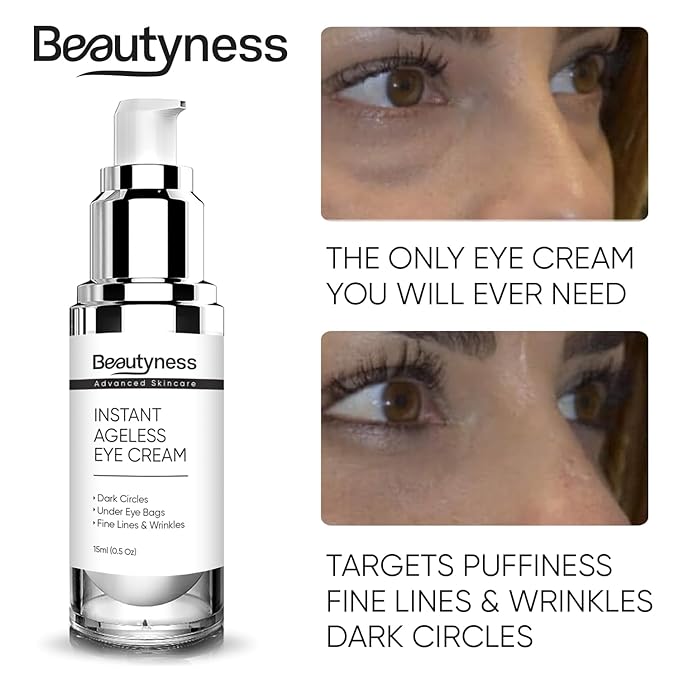 Instant Ageless Eye Cream – Anti Wrinkle Cream, Removes Under Eye Puffiness, Bags, Expression Lines, & Dark Circles. Powerfully Tighen & Lifts Sagging Skin. Disappears Before Your Eyes In Minutes.