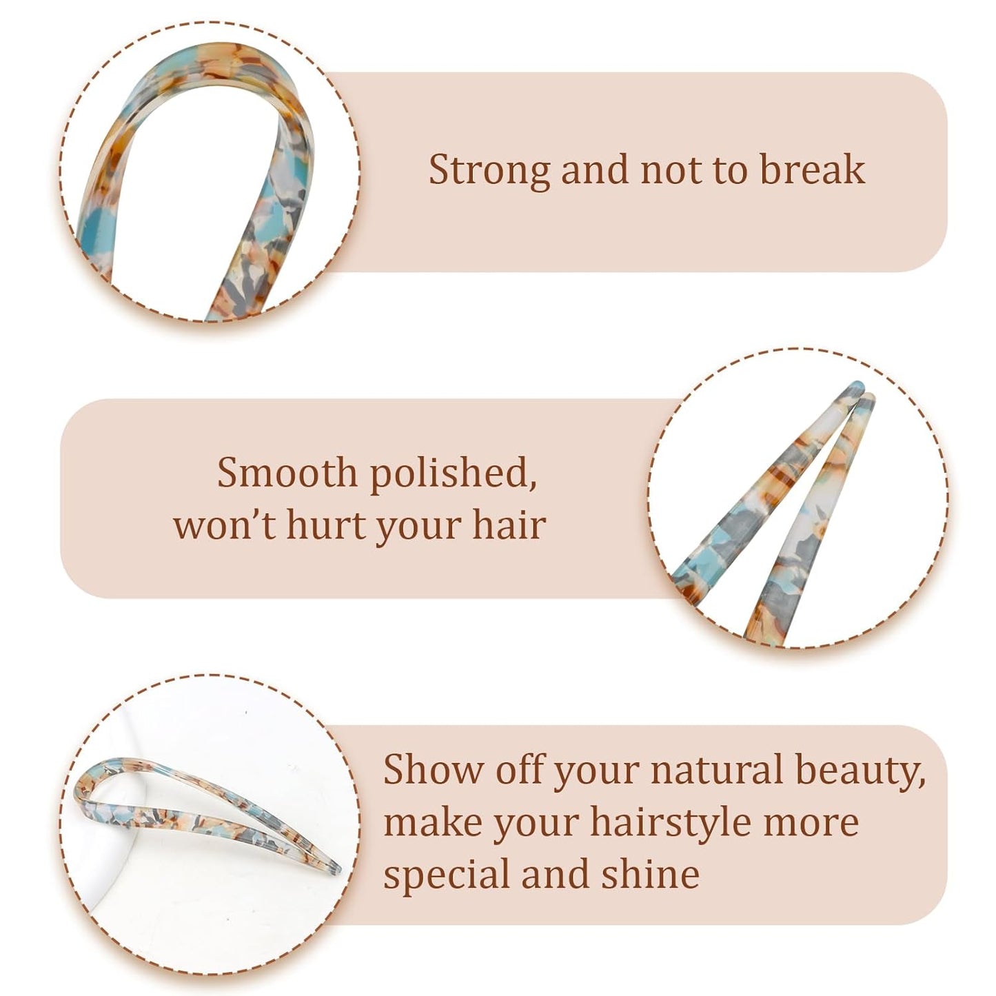 French Hair Pin Tortoise Shell French Hair Pins for Women Girls Buns U Shaped Hair Pins for Women Styling 4PCS Hair Fork for Thick Thin Hair Accessories