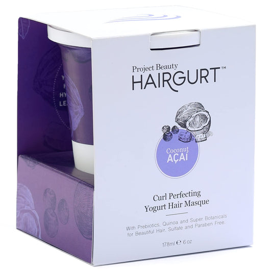 Coconut Acai Curl Perfecting Yogurt Hair Mask for Curly and Wavy Hair – Deep Conditioning Treatment with Natural Yogurt - Coconut and Acai – Defines, Hydrates and Tames Frizz -Sulfate-Free - 6 oz