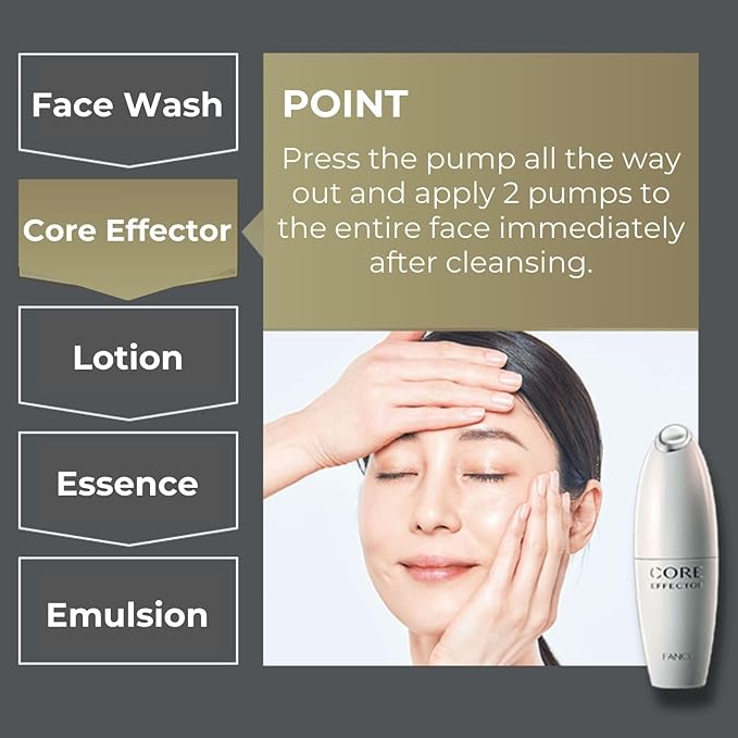 FANCL [Official Product] Core Effector - Japanese Radiance-Boosting Anti-Aging Face Serum with Thioredoxin for Fine Lines & Wrinkles, Hydrating & Plumping Serum, Safe for Sensitive Skin