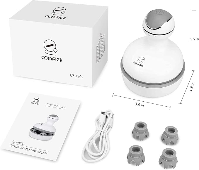 COMFIER Electric Cordless Hair Scalp Massager with Kneading 84 Massage Nodes, Handheld Portable Head Scratcher Massager for Hair Growth, Deep Clean and Stress Relax, Gifts for Men Dad