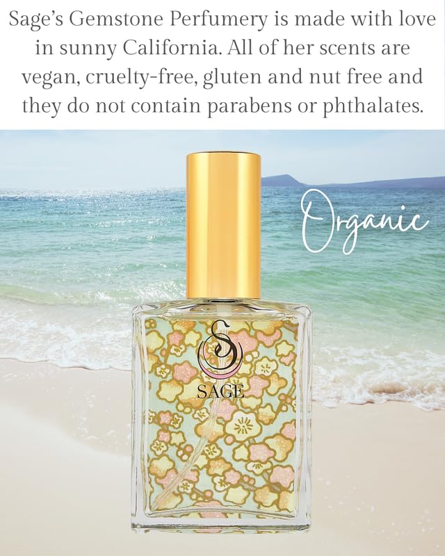 The Sage Lifestyle Pearl Organic Luxury Perfume Spray, Sandalwood, Vanilla, Musk, Luxury Long Lasting Scent, Vegan & Cruelty Free, Made in USA, 2 oz Travel Size Perfume