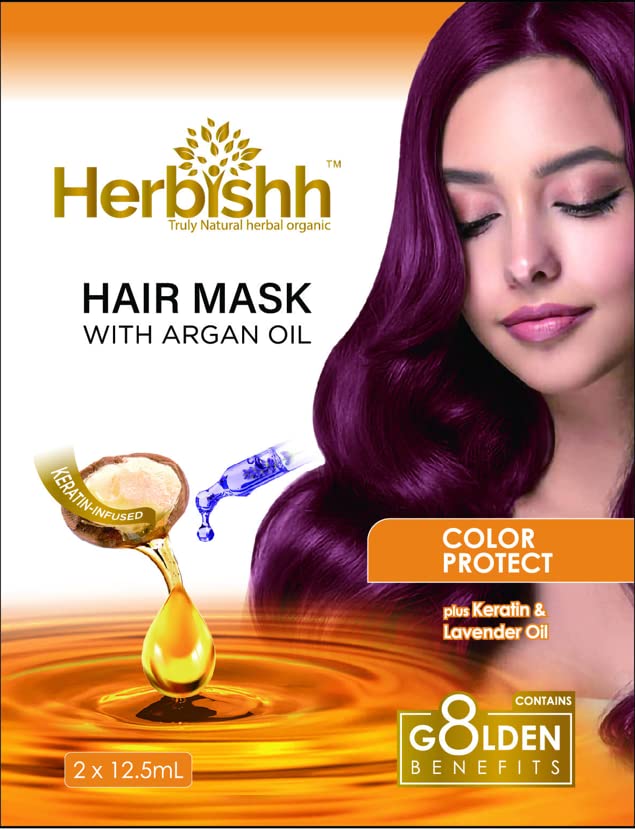 Herbishh Hair Color Cream for Gray Hair with Argan Hair Mask Pouch Pack of 5