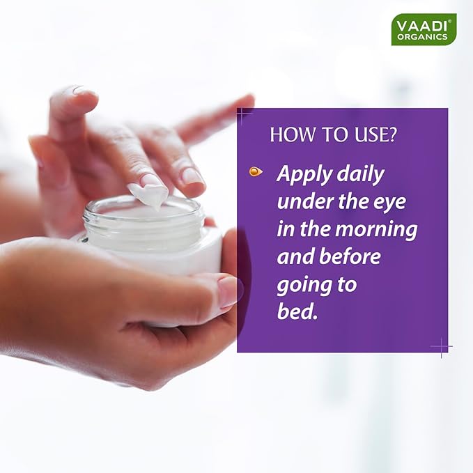 Vaadi herbals Natural Under Eye Cream - Almond Oil & Cucumber extract - Reduces the Appearance of Fine Lines and Wrinkles - Paraben Free - Sulfate Free - Unisex - All Skin Type - ( 30 GMS )