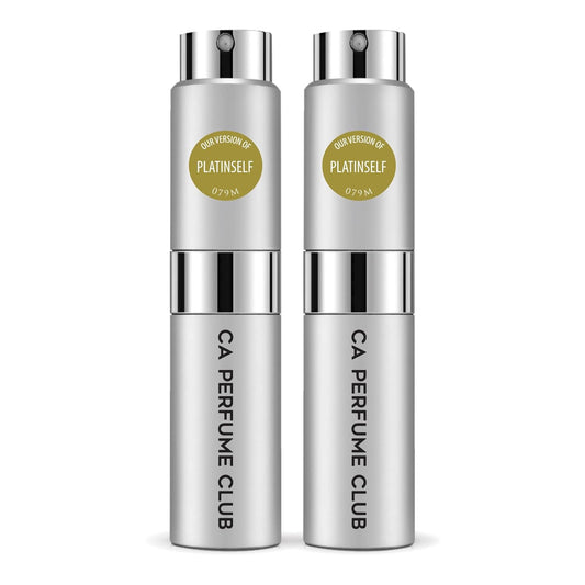 CA Perfume Impression of Platinself for Men Woody Floral Musk Scent Long Lasting Cologne for Men Eau De Parfum Travel Size Refillable Atomizer Spray 0.27 Fl Oz 8ml Pack of 2