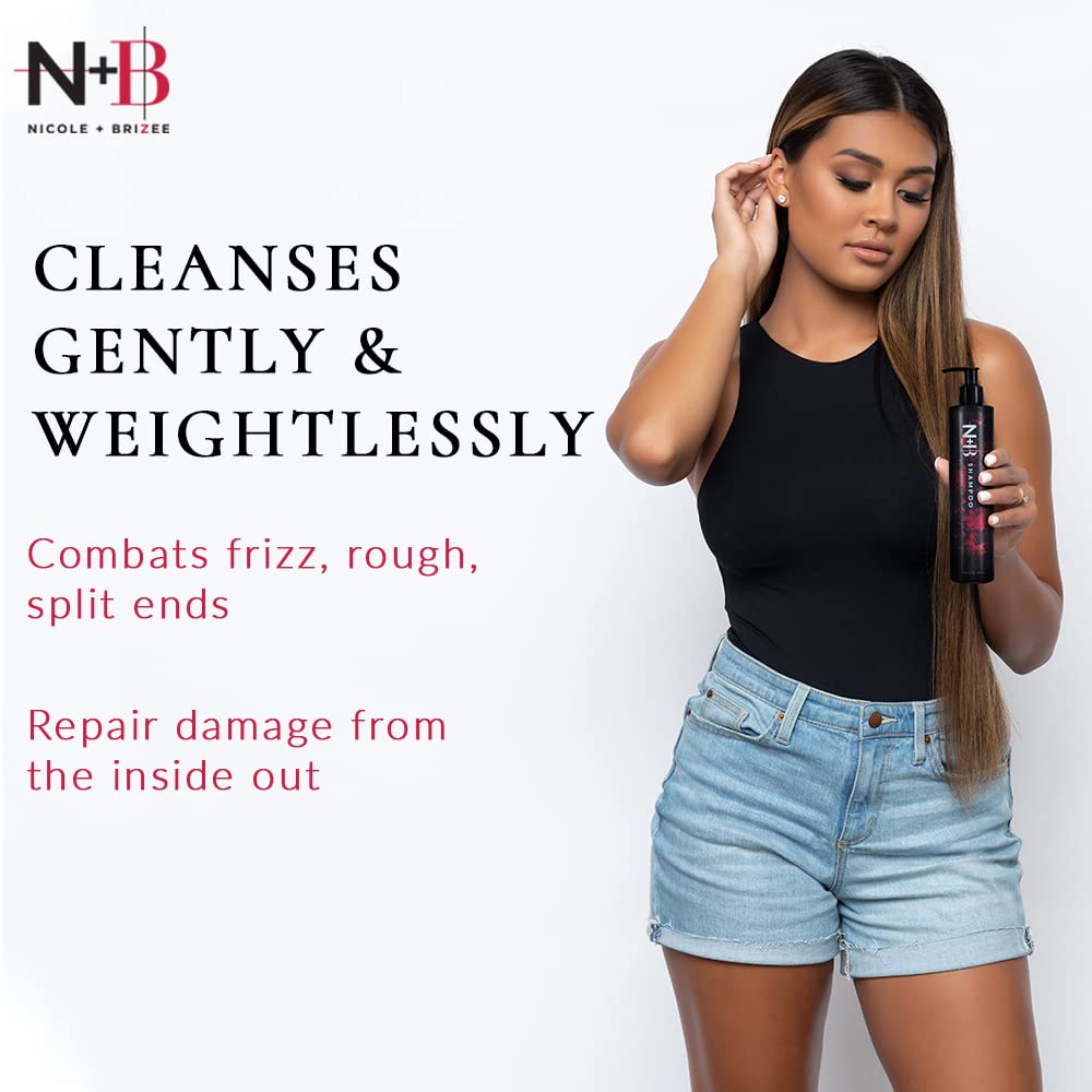 Nicole + Brizee N+B Core Collection | Paraben-Free | For All Hair Types and Textures | Strengthens and Hydrates | Made in the USA (Shampoo 10oz)