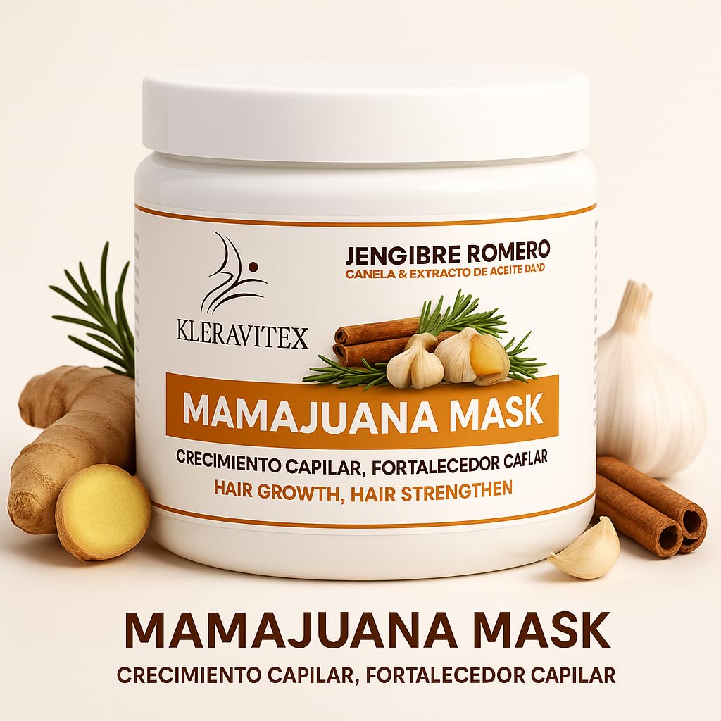 Mamajuana Hair Mask - Deep Treatment with Ginger, Rosemary, Cinnamon & Garlic Oil Extract - Hair Mask for Dry Damaged Hair and Growth, Paraben & Sulfate Free Hair Treatment (60 OZ)