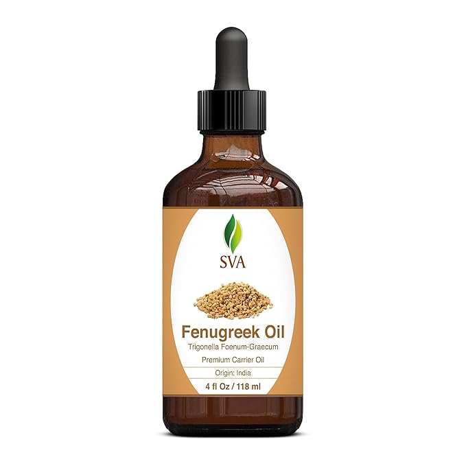 SVA Fenugreek Oil 4oz (118ml) Premium Carrier Oil with Dropper for Hair Care, Hair Oiling, Scalp Massage & Skin Care