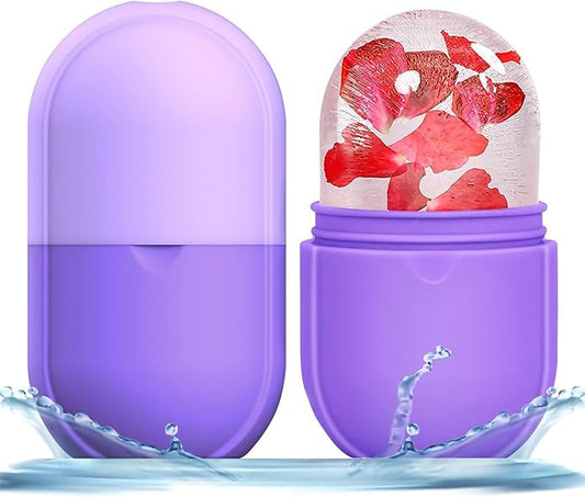 Ice Facial Roller Ice Massage Cup for Face Eye Cold Massage (Purple)