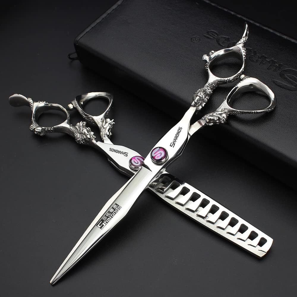 7" 7.5" 8"9" Professional Hairdressing Scissors Barber Salon Hair Cutting Dragon Shears (Large). (7 inch 4pc)