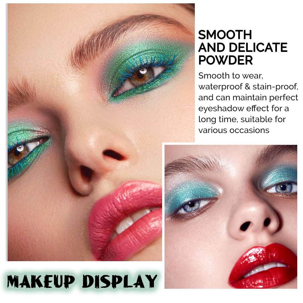 evpct 9 Colors Green Eyeshadow Palette, Light Bright Emerald Dark Teal Green Glitter Metallic Shimmer Sparkly Eye Shadow Eyeshadow Palette Makeup for Older Women Blue Eyes, Highly Pigmented Waterproof