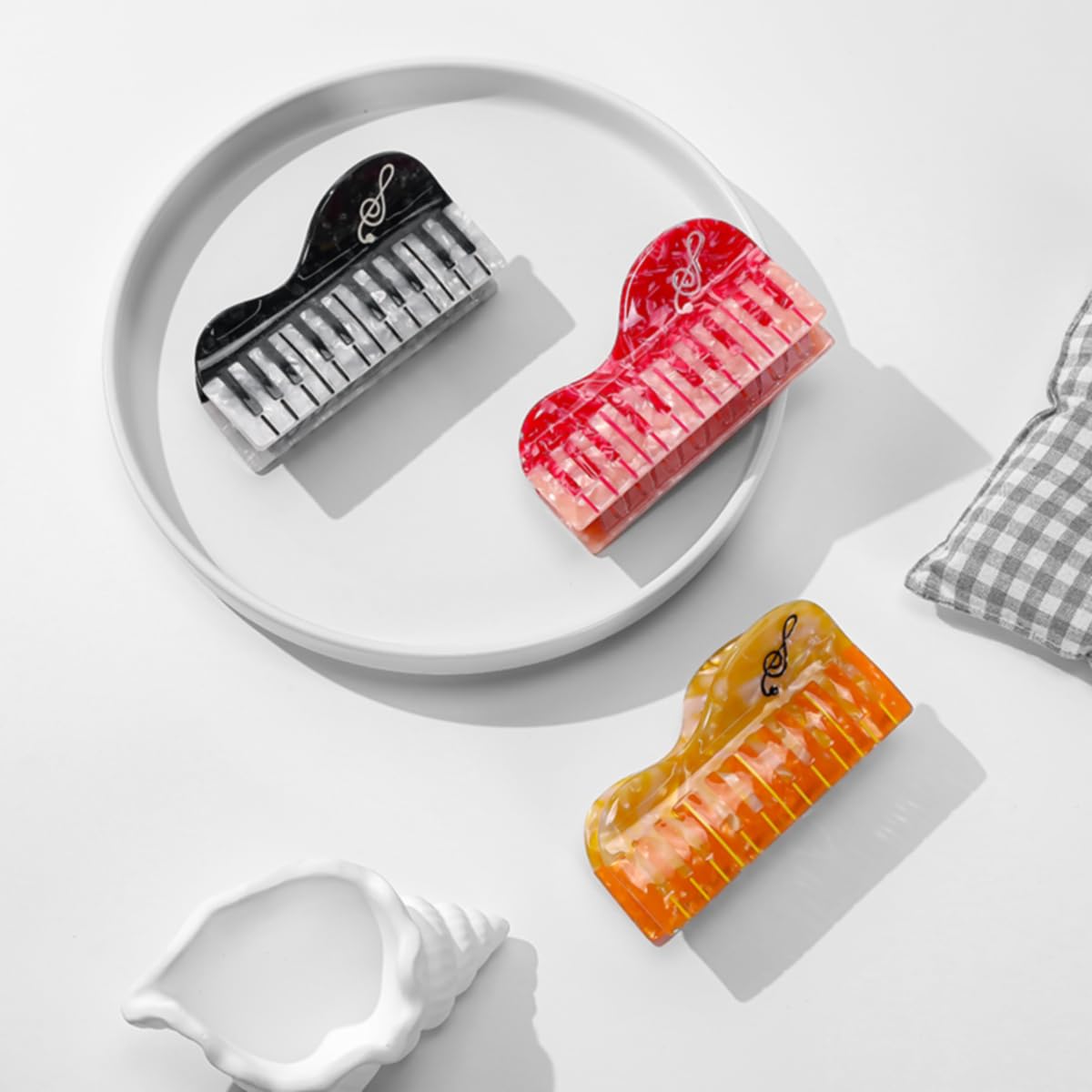 Novelty Piano Hair Clip,Acetate Hair Clip,Big Claw Clip for Women,Funny Hair Claw Clip,Red