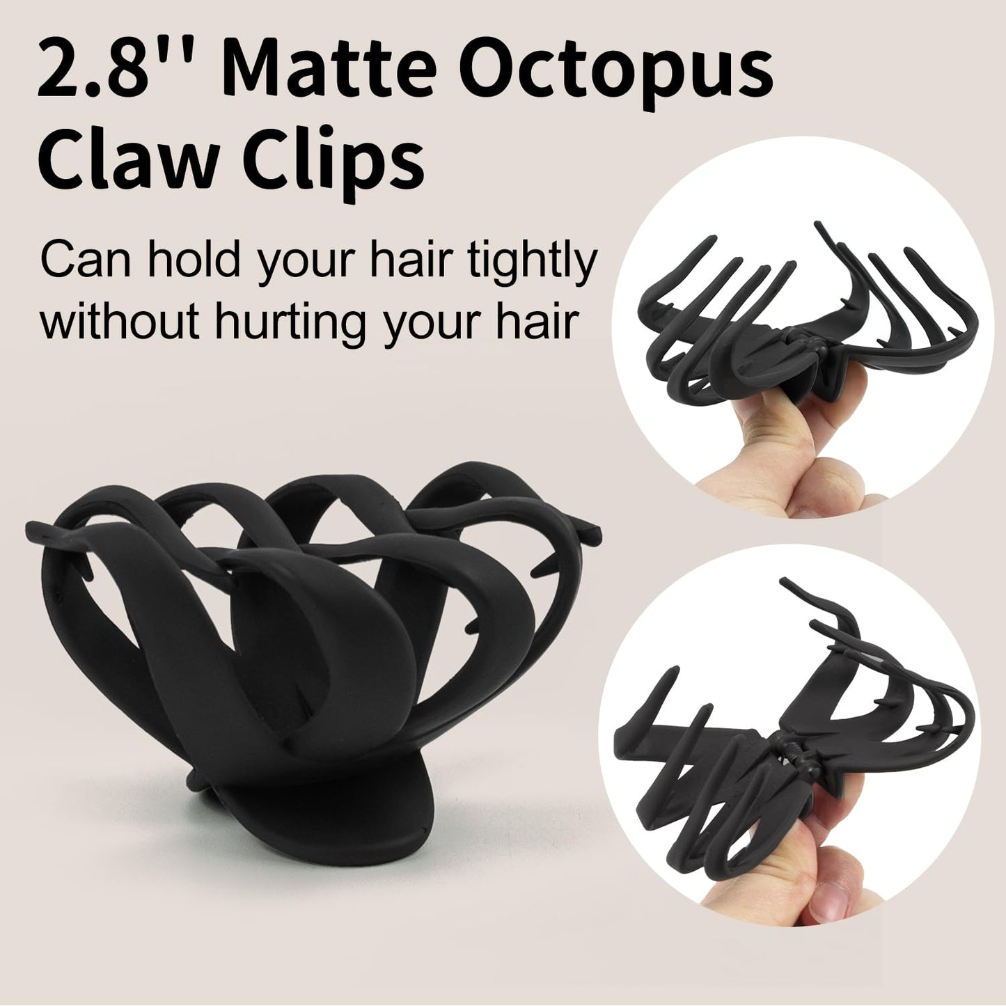 6 Pcs Hair Claw Clips for Women, 2.8" Medium Non-Slip Octopus Jumbo Hair Accessories (Multi-colors)
