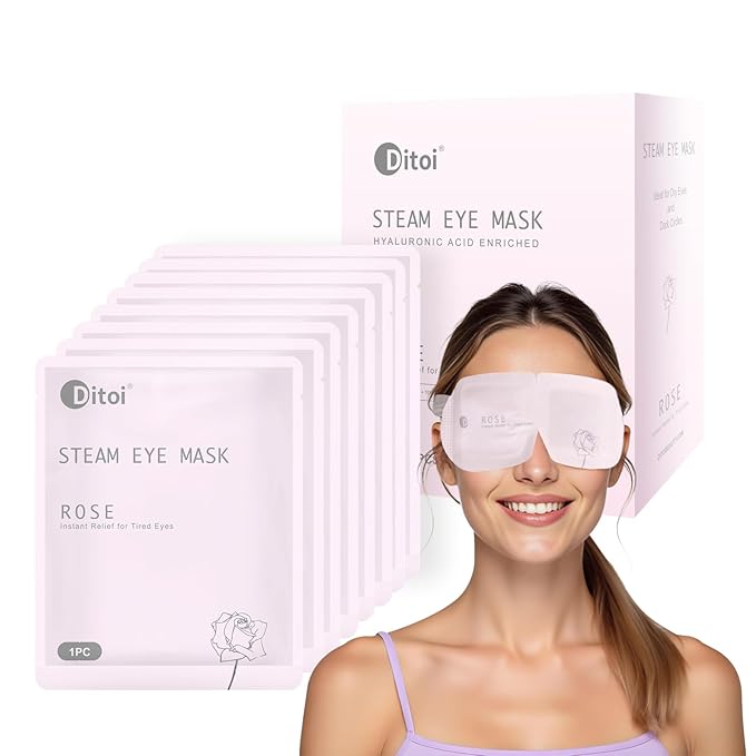 Disposable Hyaluronic Acid Eye Masks for Sleep & Relaxation, Heated Steam Eye Masks for Spa & Travel,Relieving Dry Eyes, Dark Circles & Puffiness, Gifts for Women,Rose 10 Packs