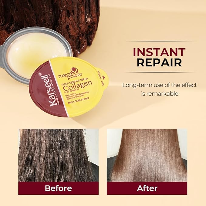 Karseell 8 Pack Collagen Hair Mask for Dry Damaged Hair Argan Oil Travel-Size Collagen Hair Treatment Deep Repair Conditioning All Hair Types 3.25floz