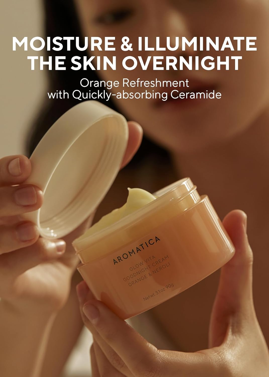 AROMATICA Glow Vita Goodnight Cream Orange & Neroli - Night Cream Moisturizer for Face & Neck | Anti Aging Wrinkle Cream with Vitamin C, 5% Niacinamide (3.1fl oz/90g)