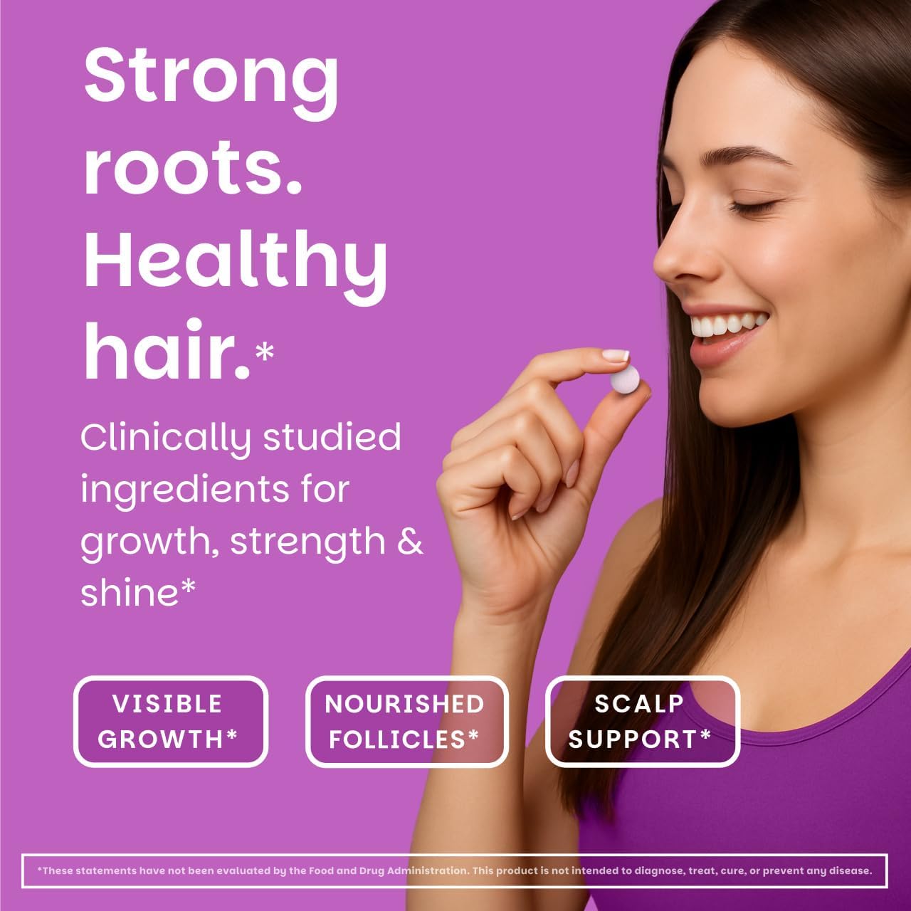 EZ Melts Hair Health Complete - Hair Supplement to Support Strength & Growth - Includes AnaGain Nu, Biotin, Apigenin, Bambo Silica & More - 1 Pack