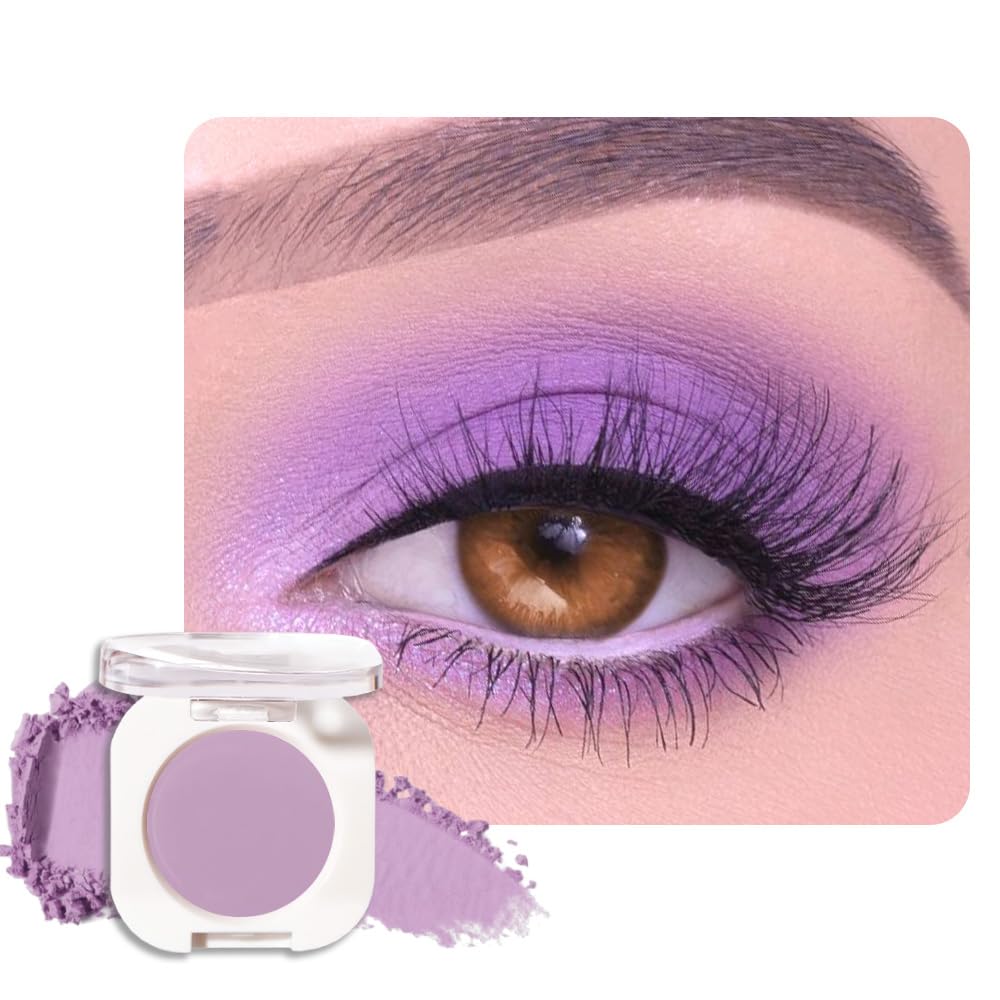 Violet Purple Matte Single Eyeshadow, Lightweight Blendable Mini Eye Shadow for Older Women, Monochrome Eyeshadow Palette Makeup Pigmented Waterproof, Vegan & Cruelty-Free, 31