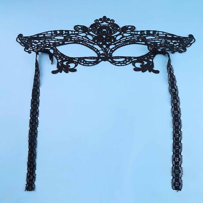 Gothic Black Lace Eye Cover Masquerade Adjustable Black Lace Dress Halloween Carnival Eye Decoration for Women and Girls Prom Costume Gifts