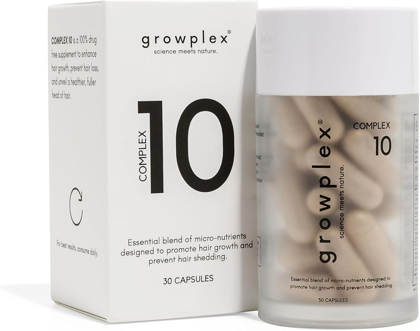 Complex10 Hair Support Supplement with Biotin, Collagen & 10 Essential Nutrients – Supports Healthy, Stronger-Looking Hair – 30 Capsules for Men & Women