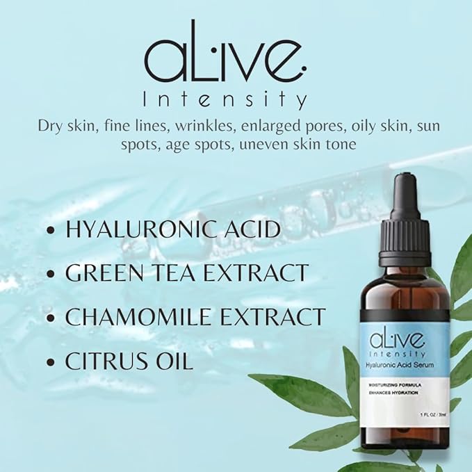 Hyaluronic Acid Serum Skincare Alive Intensity – Deep Hydration, Anti-Aging & Wrinkle Reduction – Lightweight, Fast-Absorbing Formula – 30ml