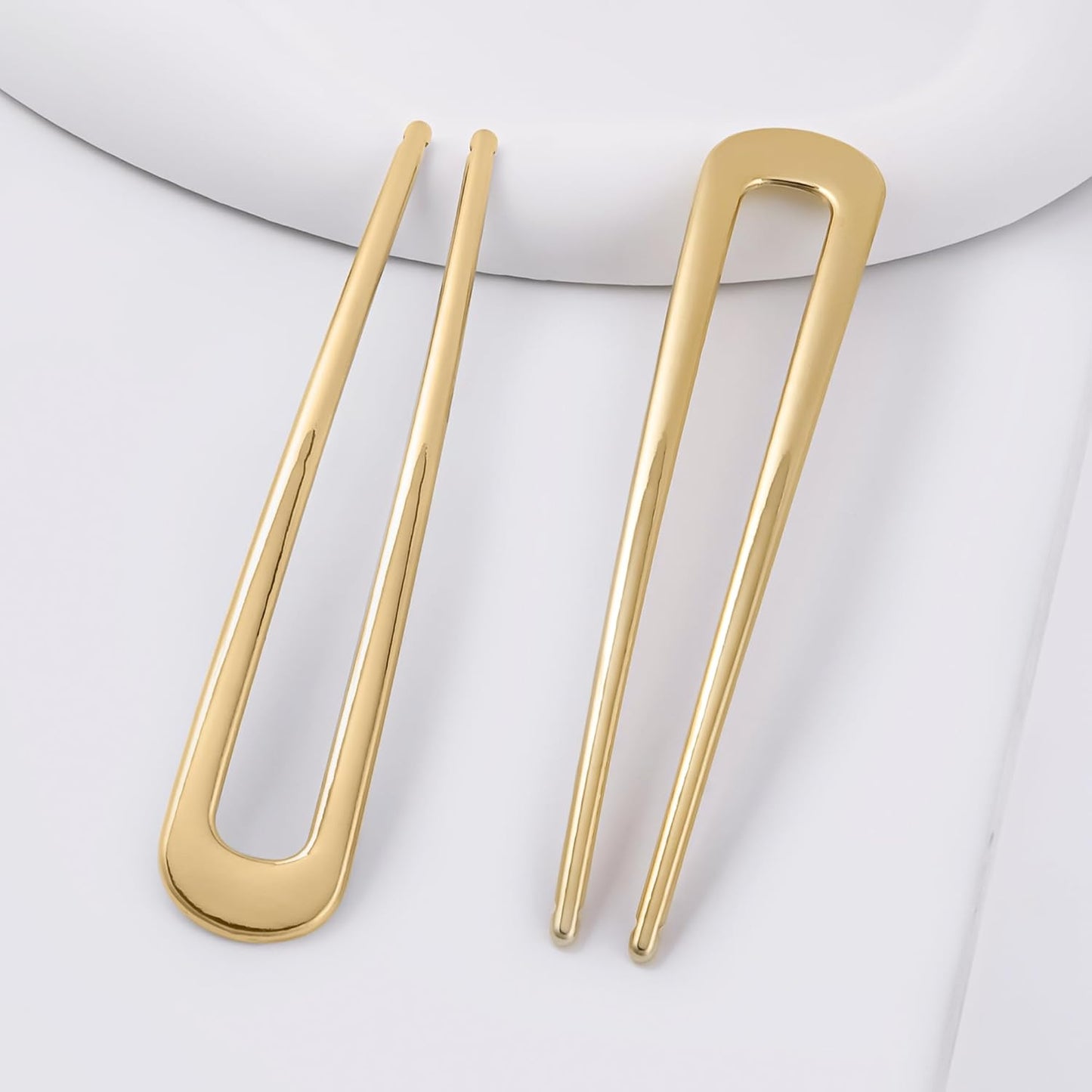 6Pcs Metal French Hair Pins for Women U Shape Sticks 3.9 Inch Vintage Fork for Hairstyle Accessories(Gold)